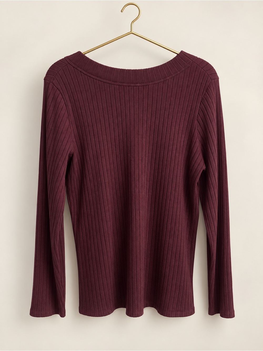 Universal Standard Aspen Ribbed Long-Sleeve Top Black Cherry S 14–16